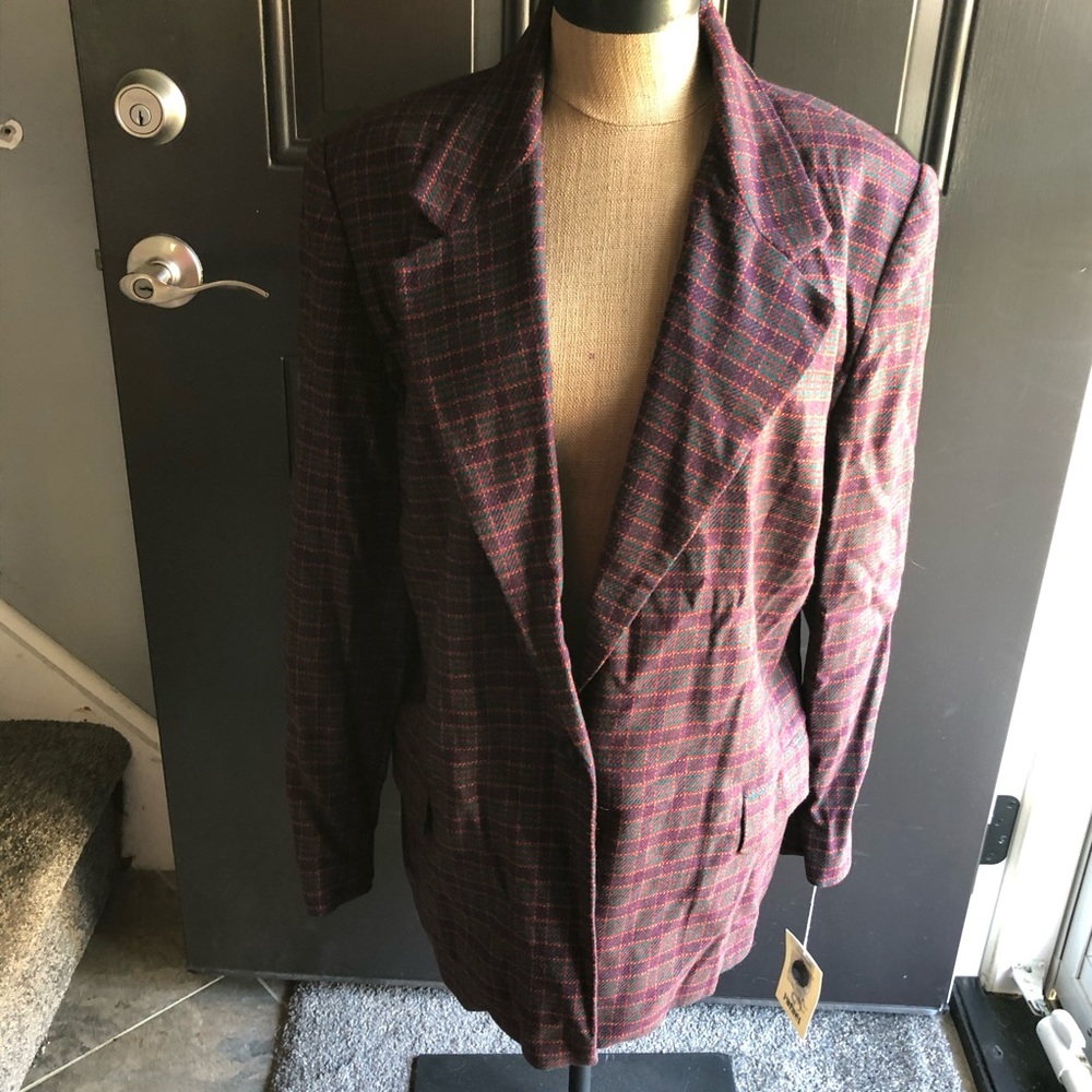 RAFAEL Women’s Plaid Button Front Blazer Sz-14 NWT
